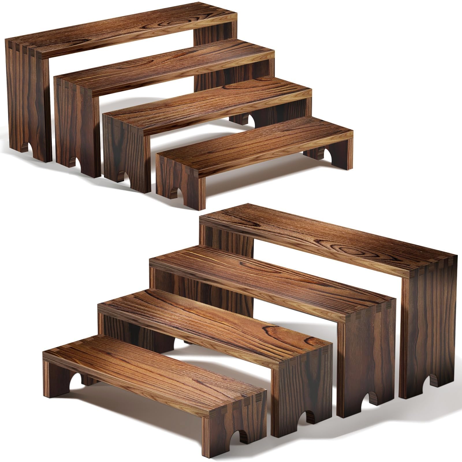 Display Risers Set - 2-delige houten displaystandaards met lagen voor